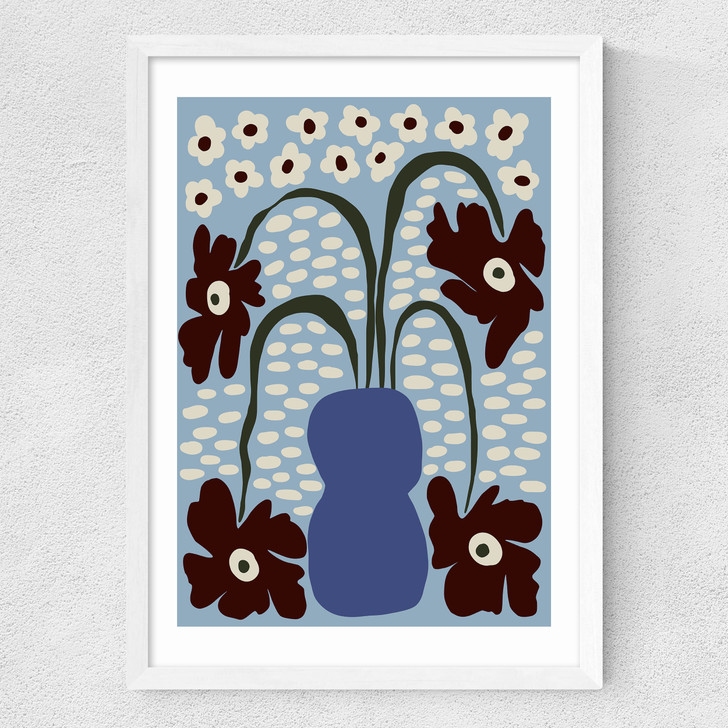 Dropping Matisse Flowers Medium White Frame