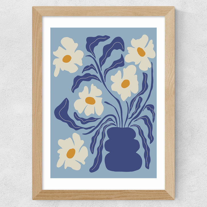 Blue Moon Flower Pot Wide Oak Frame