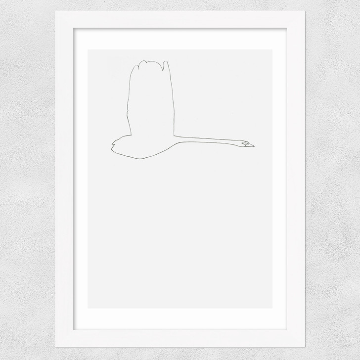 The Swan l Wide White Frame