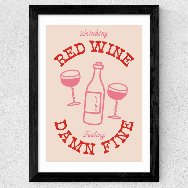 Red Wine Wide Black Frame