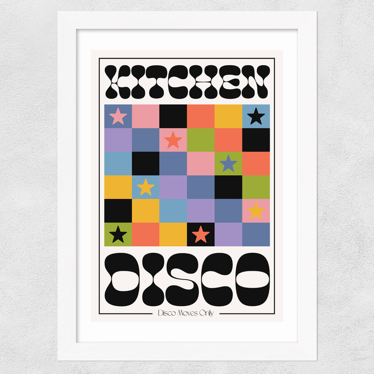 Kitchen Disco by HollieGraphik Wide White Frame Kitchen Disco by HollieGraphik Wide White Frame