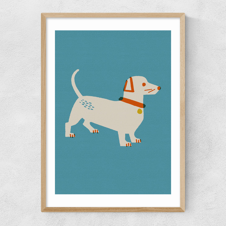 Sausage Dog by Christina Hagerfors Narrow Oak Frame Sausage Dog by Christina Hagerfors Narrow Oak Frame