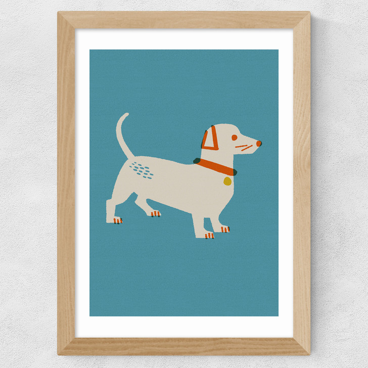 Sausage Dog by Christina Hagerfors Wide Oak Frame Sausage Dog by Christina Hagerfors Wide Oak Frame