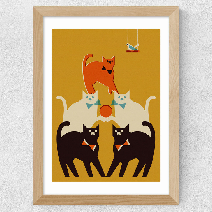 Pyramid of Cats Wide Oak Frame Pyramid of Cats Wide Oak Frame