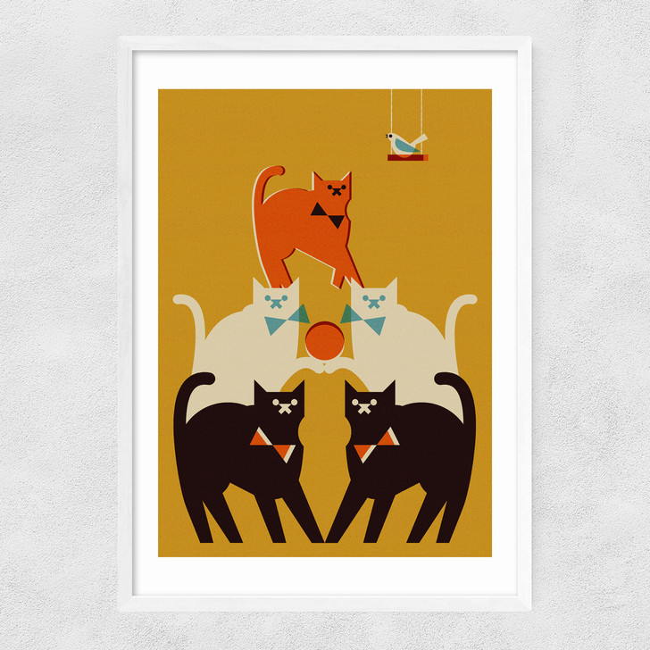 Pyramid of Cats Narrow White Frame Pyramid of Cats Narrow White Frame
