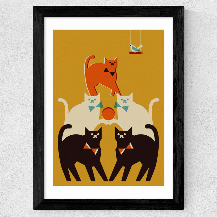 Pyramid of Cats Wide Black Frame