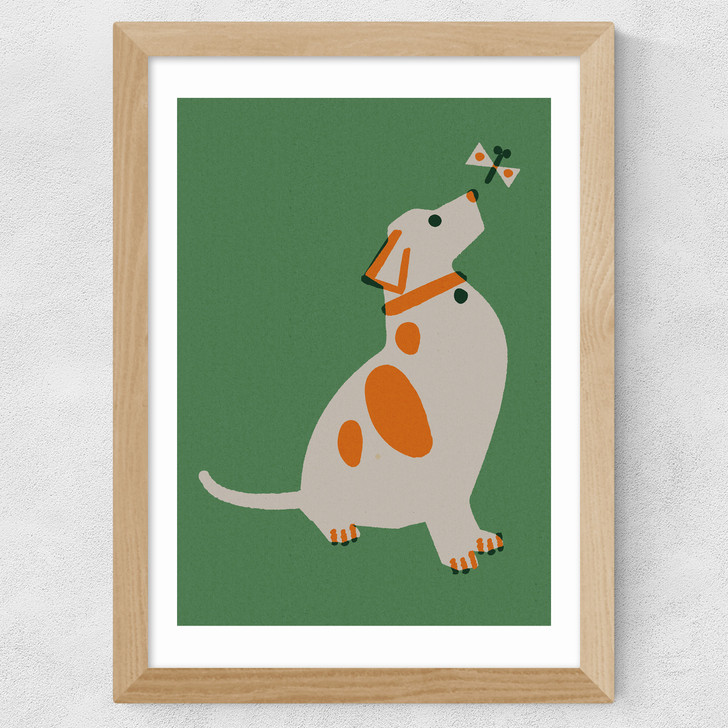 Dog and Butterfly Wide Oak Frame Dog and Butterfly Wide Oak Frame