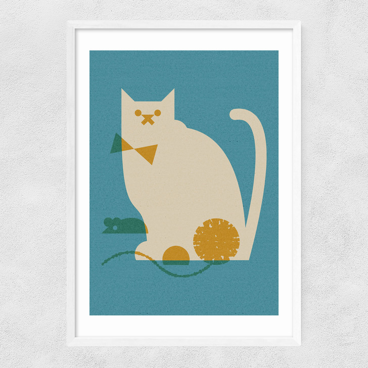 Cat and Mouse Narrow White Frame Cat and Mouse Narrow White Frame