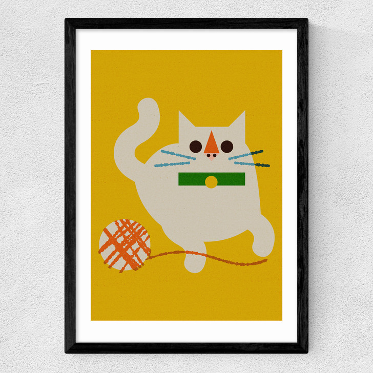 Cat With Yarn Medium Black Frame Cat With Yarn Medium Black Frame