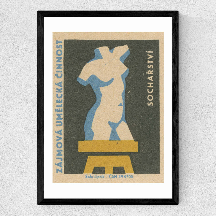 Figure Matchbox Label Medium Black Frame