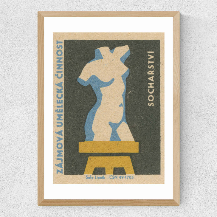 Figure Matchbox Label Medium Oak Frame