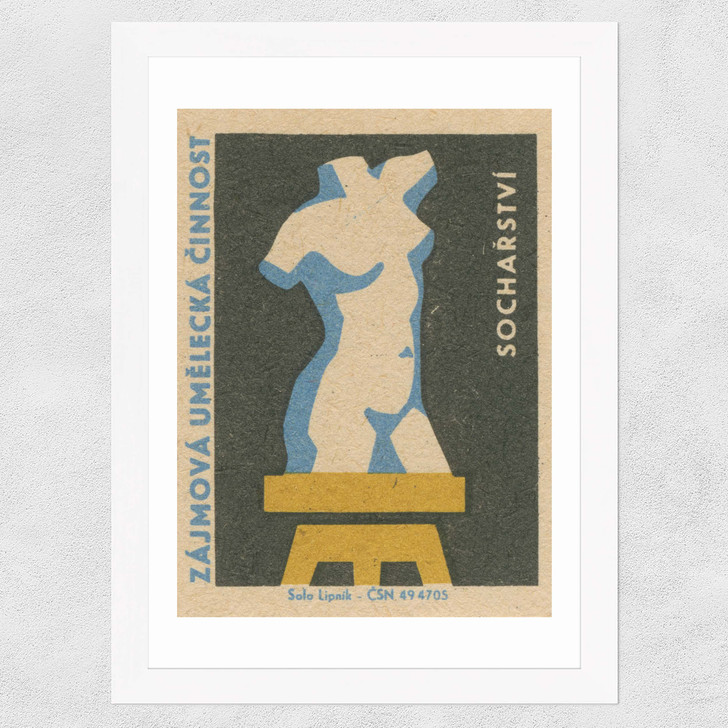 Figure Matchbox Label Wide White Frame