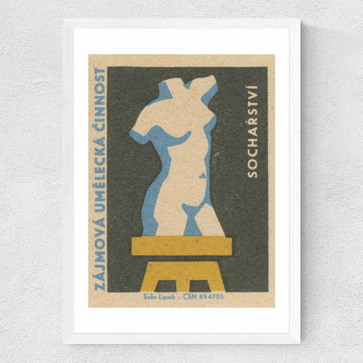 Figure Matchbox Label Medium White Frame
