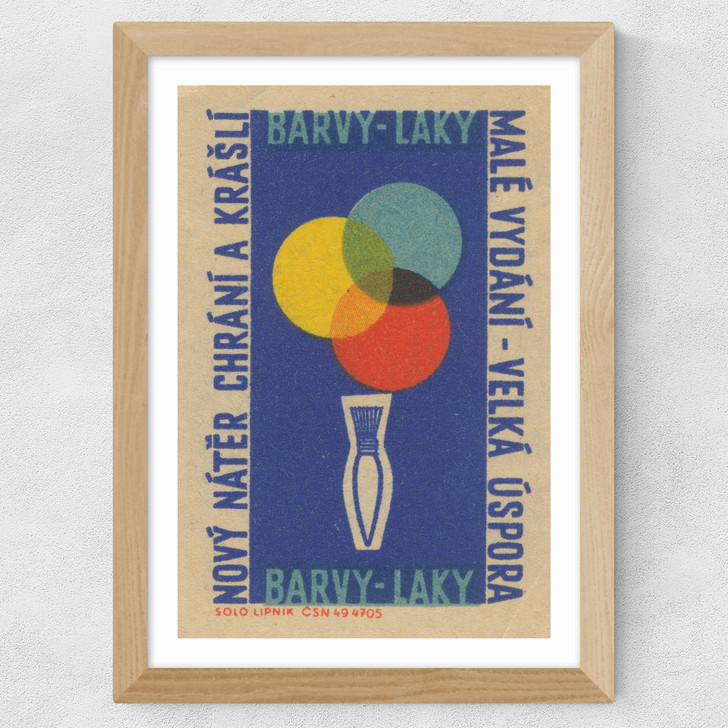 Paintbrush Matchbox Label Wide Oak Frame Paintbrush Matchbox Label Wide Oak Frame