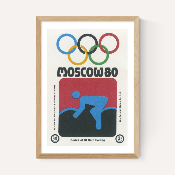 Moscow Olympics Cycling Matchbox Label
