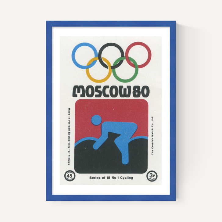 Moscow Olympics Cycling Matchbox Label