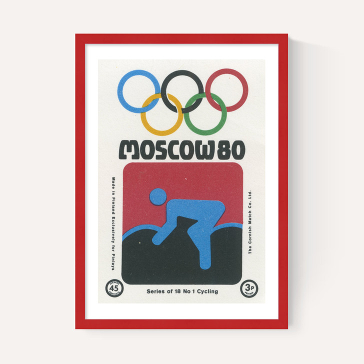 Moscow Olympics Cycling Matchbox Label