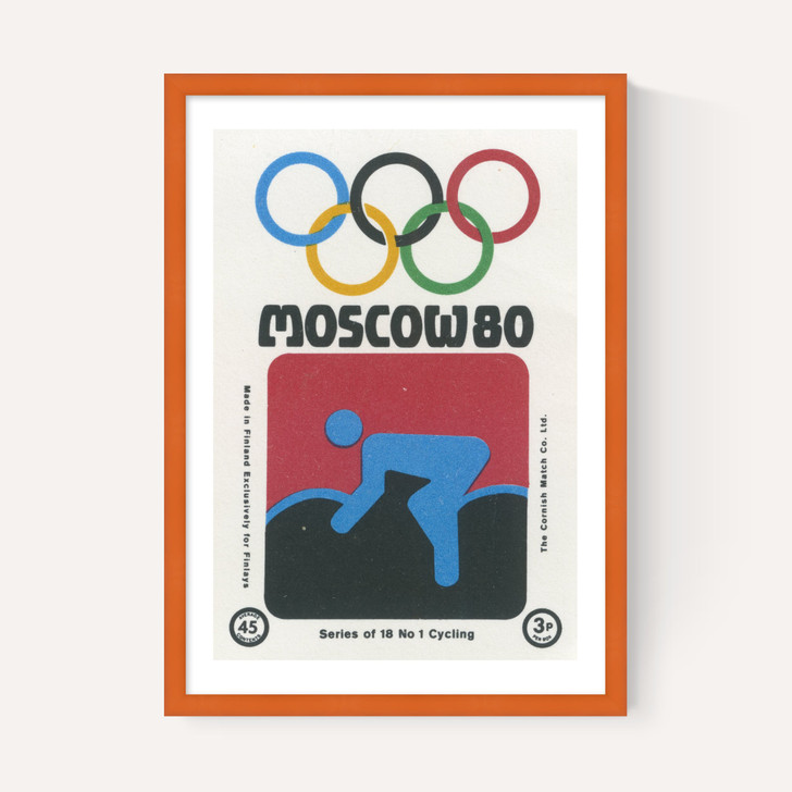 Moscow Olympics Cycling Matchbox Label