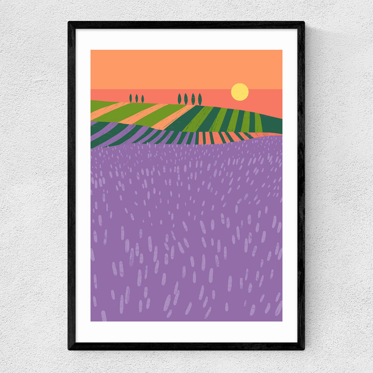 Lavender Fields Narrow Black Frame