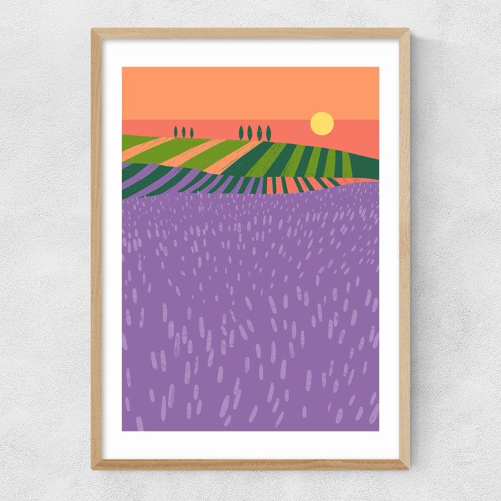 Lavender Fields Narrow Oak Frame