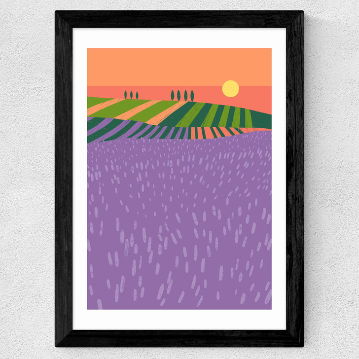 Lavender Fields Wide Black Frame