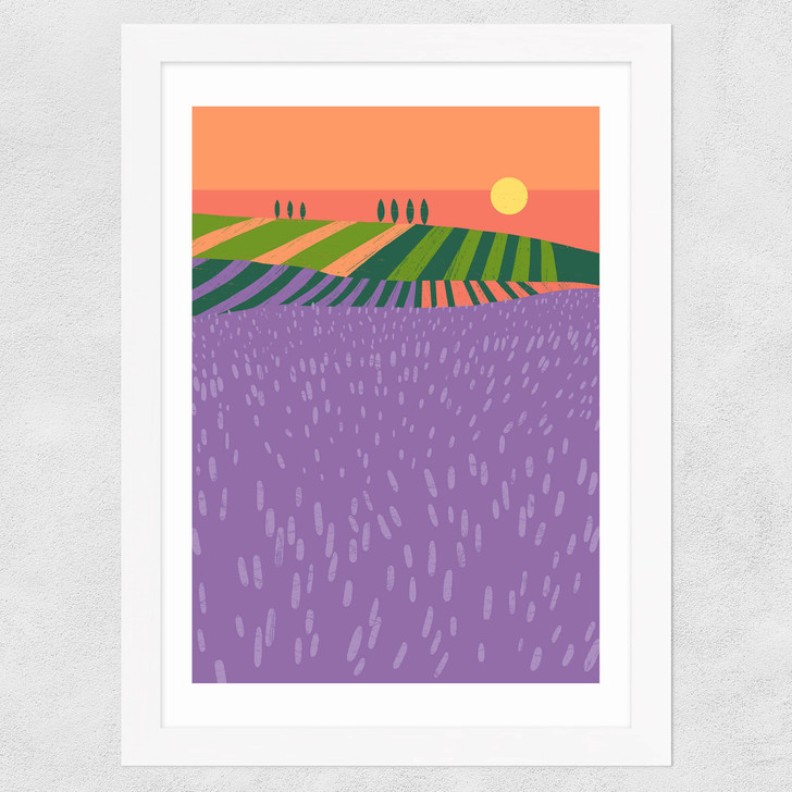 Lavender Fields Wide White Frame