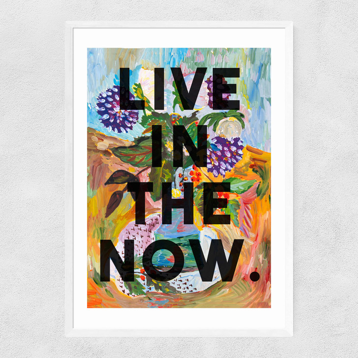 Live In The Now Narrow White Frame