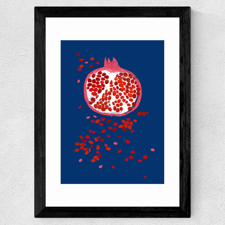 Indigo Pomegranate Wide Black Frame