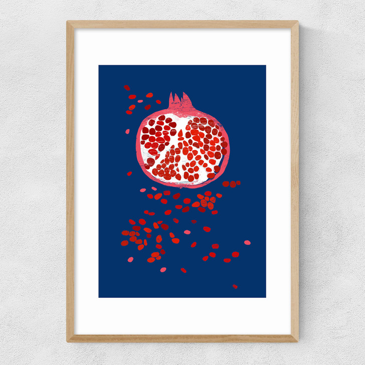 Indigo Pomegranate Narrow Oak Frame