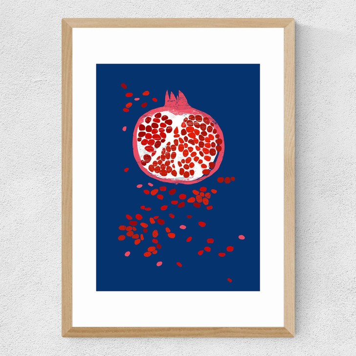 Indigo Pomegranate Medium Oak Frame