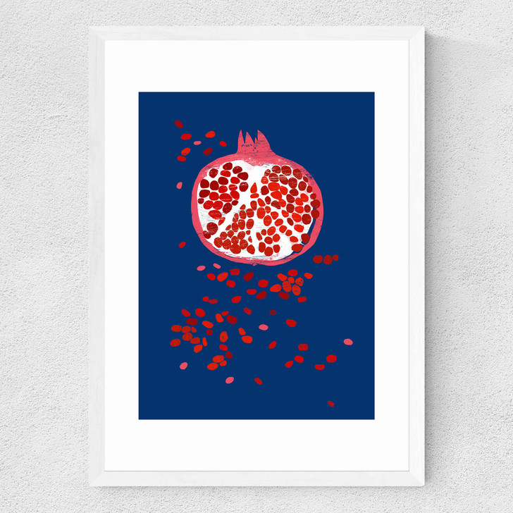Indigo Pomegranate Medium White Frame