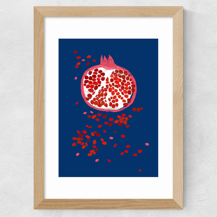Indigo Pomegranate Wide Oak Frame