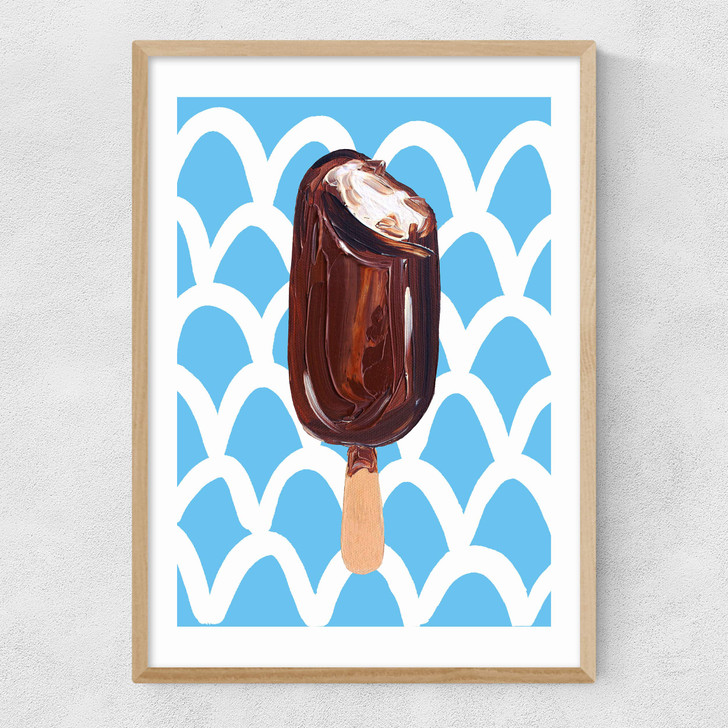 Magnum on Blue Wavey Narrow Oak Frame