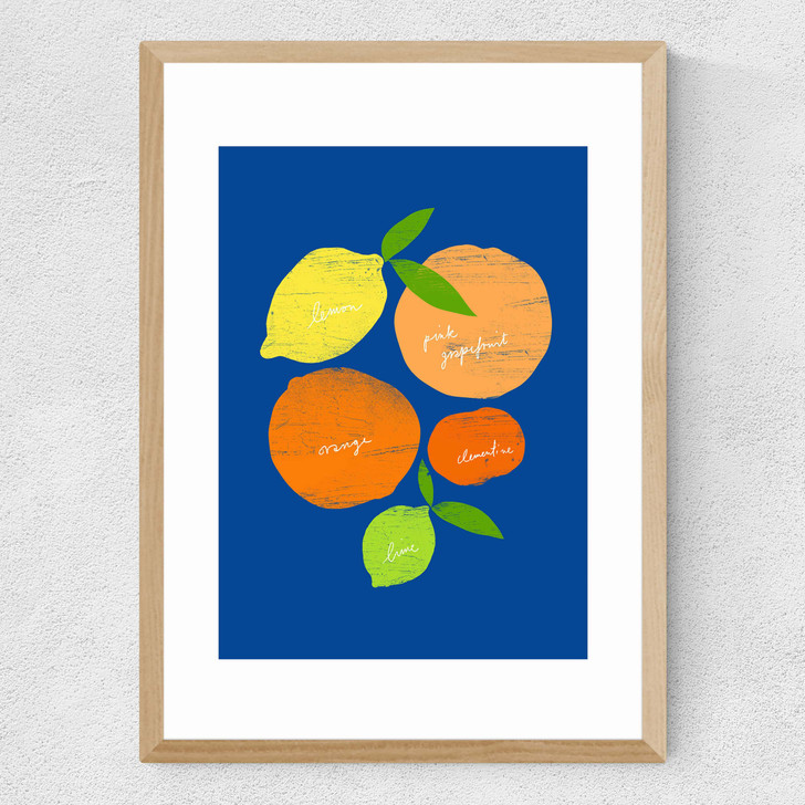 Citrus Blue Medium Oak Frame Citrus Blue Medium Oak Frame