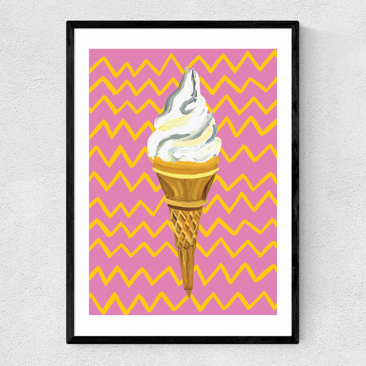 Ice Cream Pink Zigzag Narrow Black Frame