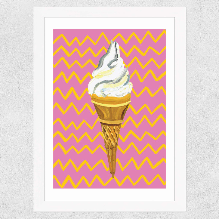Ice Cream Pink Zigzag Wide White Frame