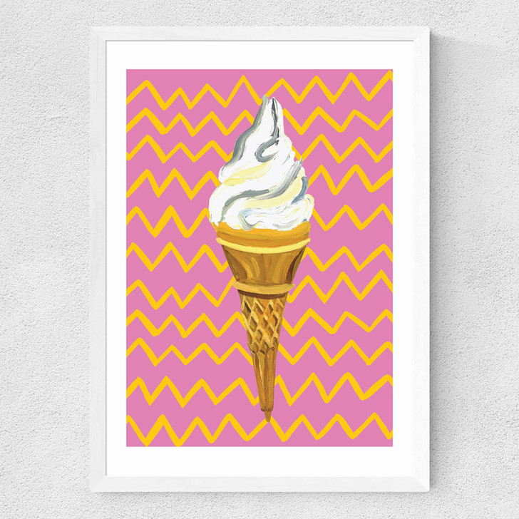 Ice Cream Pink Zigzag Medium White Frame
