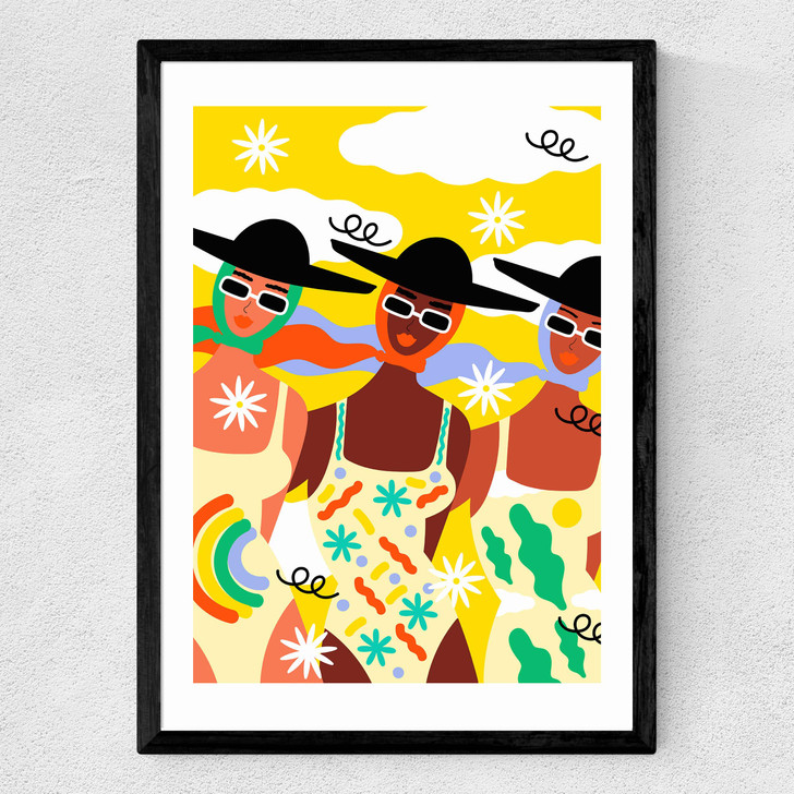 Twisting Flowers Medium Black Frame Twisting Flowers Medium Black Frame