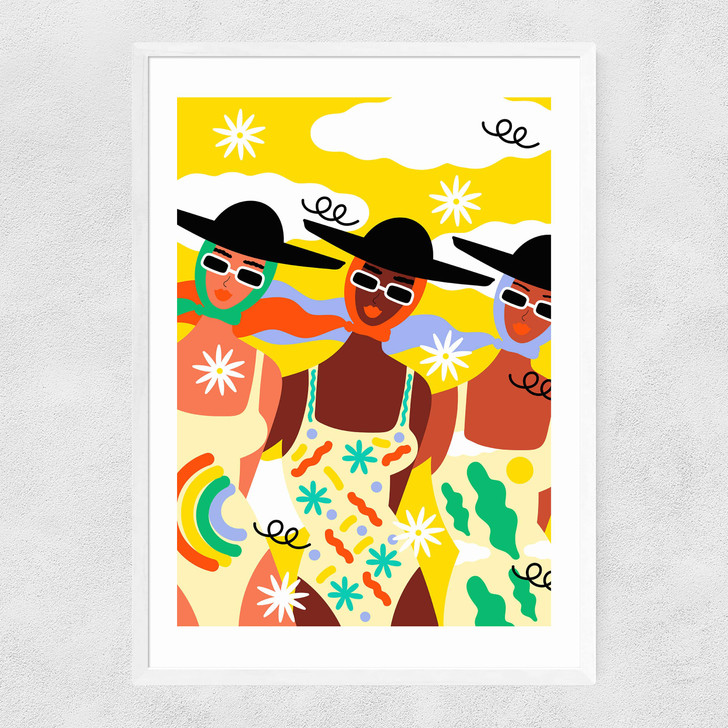 Twisting Flowers Narrow White Frame Twisting Flowers Narrow White Frame