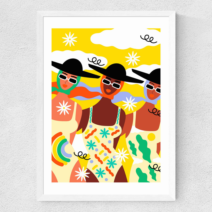 Twisting Flowers Medium White Frame Twisting Flowers Medium White Frame