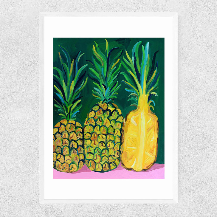 Pineapples by Alice Straker Narrow White Frame Pineapples by Alice Straker Narrow White Frame
