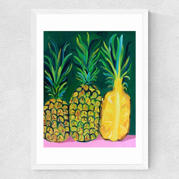 Pineapples by Alice Straker Medium White Frame Pineapples by Alice Straker Medium White Frame