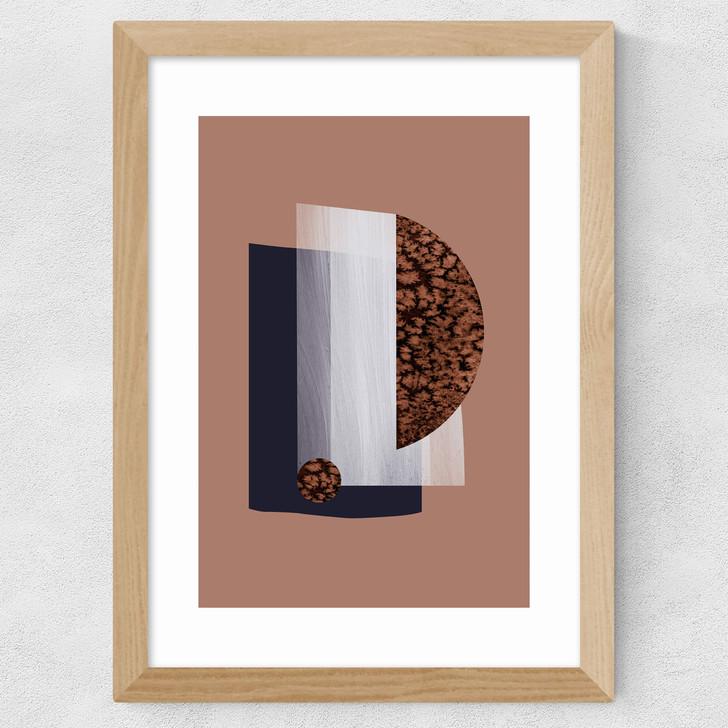Watercolor Shapes Red Wide Oak Frame