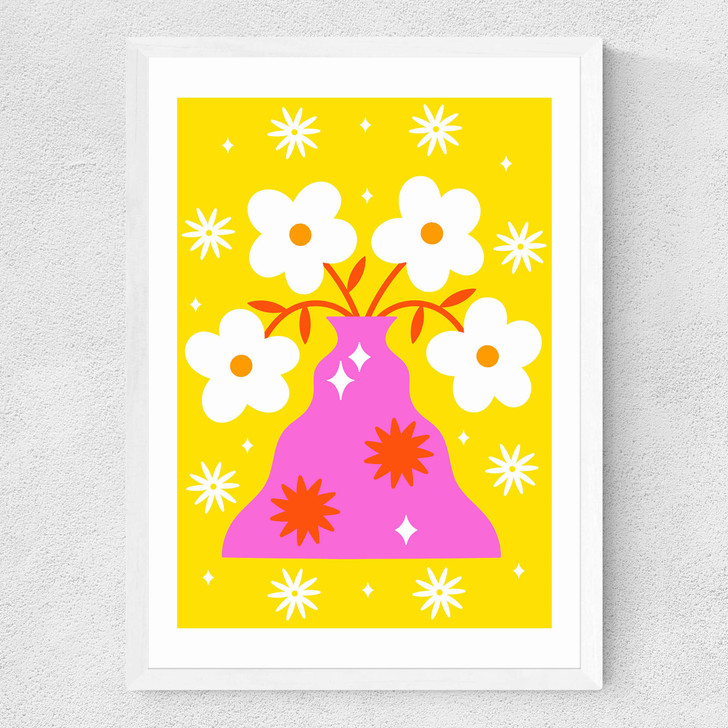 Flowers in my Vase by Ana Jaks Medium White Frame Flowers in my Vase by Ana Jaks Medium White Frame