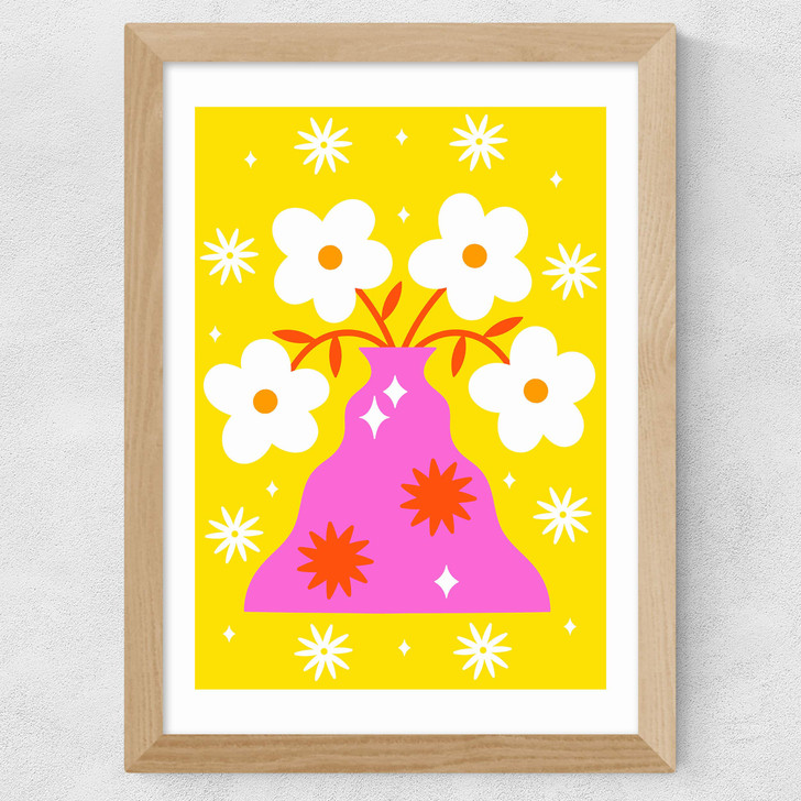 Flowers in my Vase by Ana Jaks Wide Oak Frame