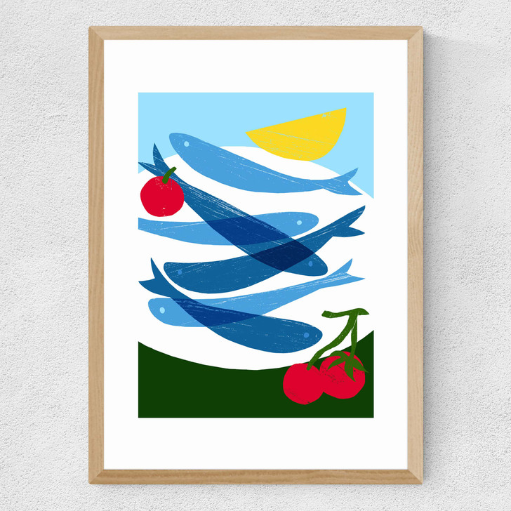 Small Fish Medium Oak Frame