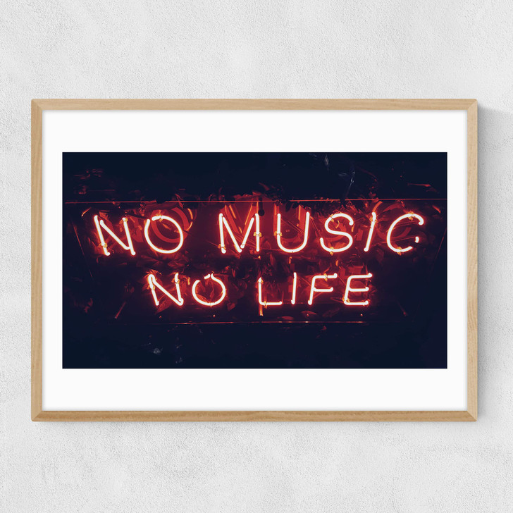 No Music No Life Narrow Oak Frame