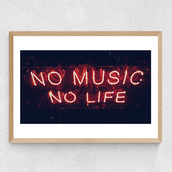 No Music No Life Medium Oak Frame
