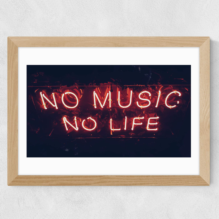 No Music No Life Wide Oak Frame