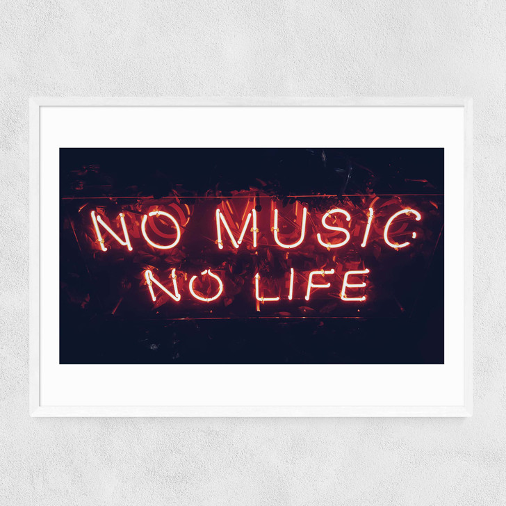 No Music No Life Narrow White Frame